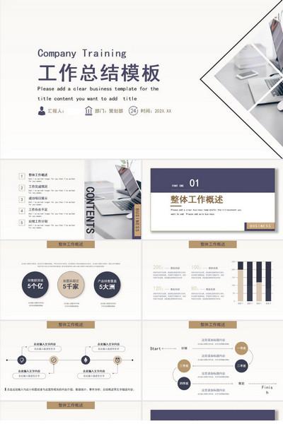 商务工作总结汇报通用PPT模板